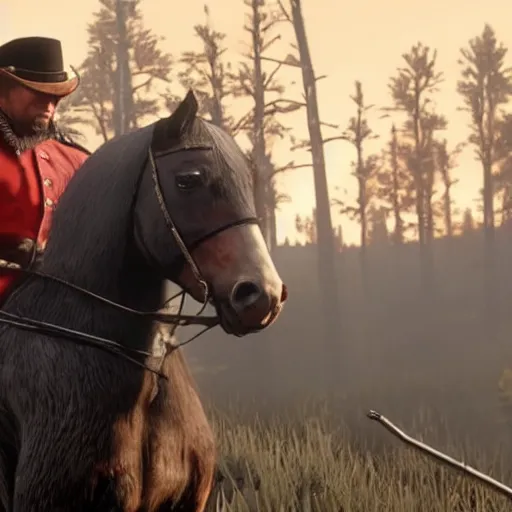 Image similar to Putin In Red dead redemption 2 4K quality super realistic