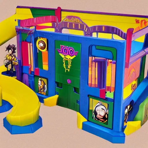 Prompt: jojo's bizarre adventure themed children's playset