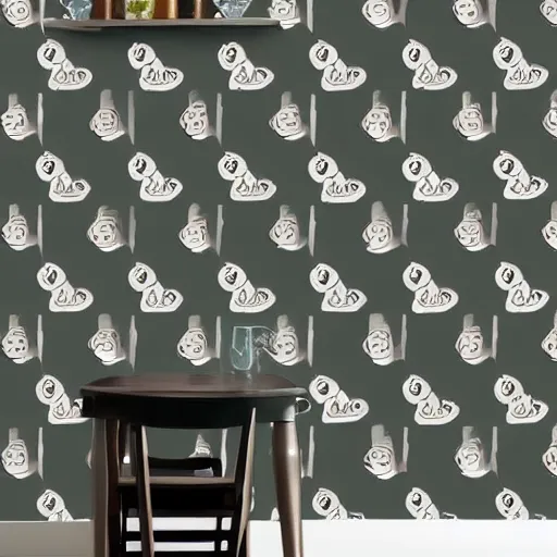 Image similar to modern kitchen wallpaper design. expensive. piggy pattern.