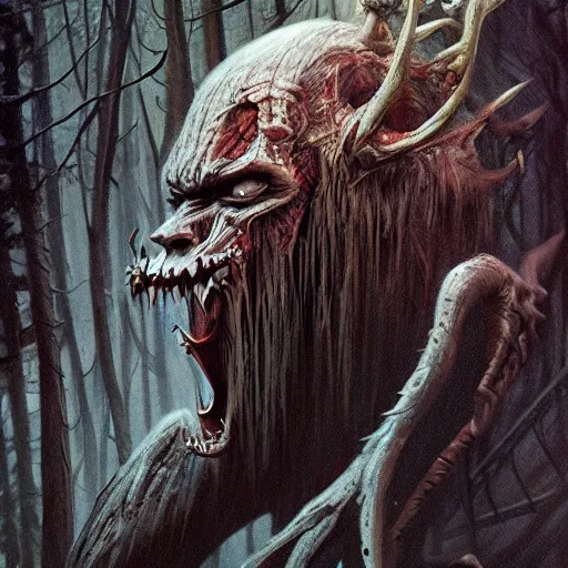 Prompt: wendigo from outer space, Darrell K Sweet, artstation, concept art, digital art