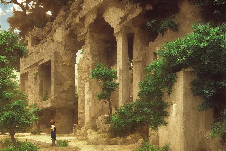 Image similar to detailed environment study lomo photo botw-studio-ghibli-William-Adolphe-Bouguereau-Hans-Zatzka #hyperreal #intricate #cinematic-composition, [32k hd]^10--w 450 | greek monoliths towering