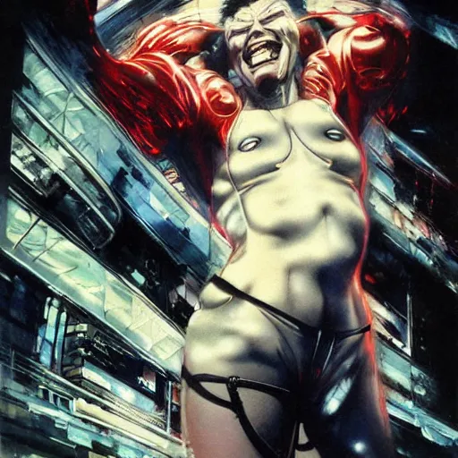 Image similar to laughing man, ghost in the shell, by noriyoshi ohrai