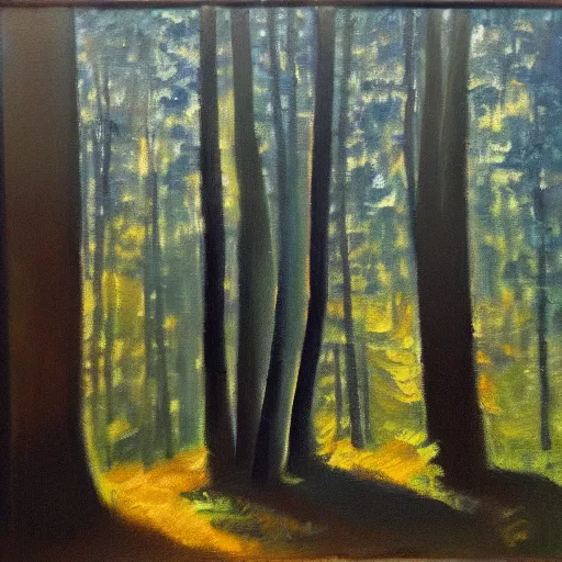 Prompt: forest in the morning light, oil painting