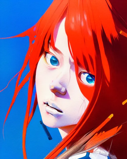 Prompt: a ultradetailed portrait painting of a asuka langley, by conrad roset, greg rutkowski and makoto shinkai trending on artstation