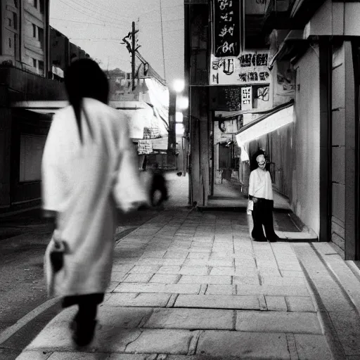 Prompt: candid street photography of a genji apparition dream scene ( 2 0 2 1 ) by hisaji hara