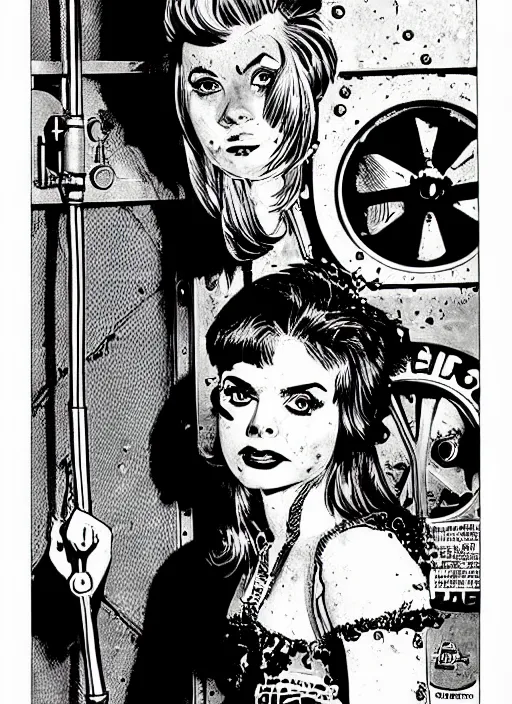 Image similar to a portrait of a pretty sewer punk young lady by al feldstein