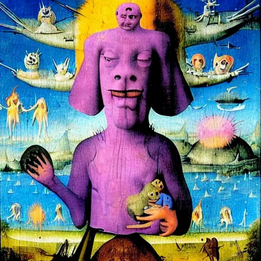 Prompt: apocalypse. By hieronymous Bosch and Lisa Frank