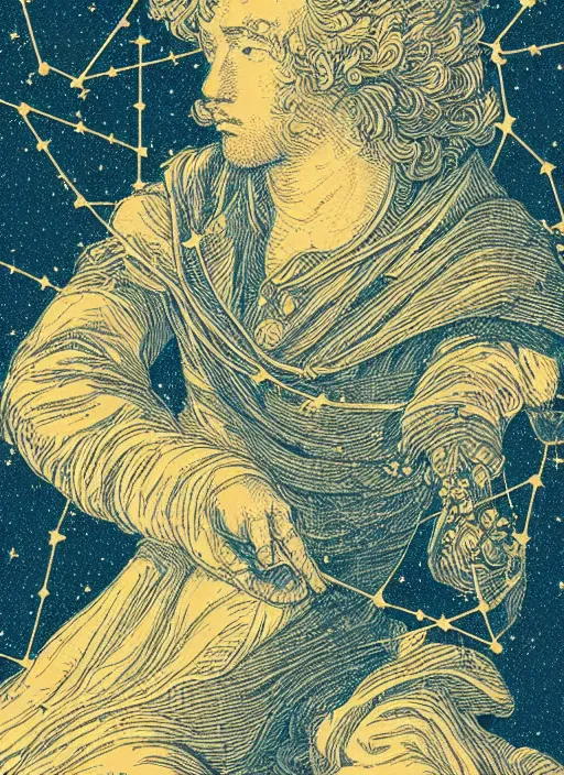 Image similar to a constellation card, about leo, high texture frosted background, fine pattern, rococo style, medieval style, by james jean and jung park, vertical line composition, center composition, parchment, cool, solemn, solemn, deep color, high precision, 4 k, wallpaper