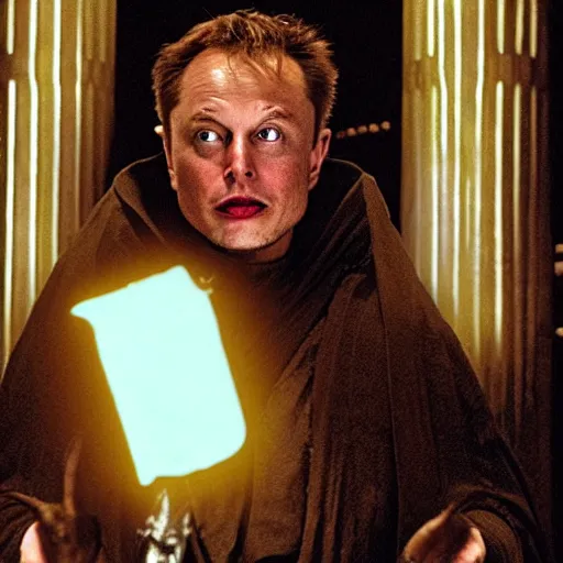 Image similar to elon musk as emperor palpatine as seen in raiders of the lost ark, 8k resolution, full HD, cinematic lighting, award winning, anatomically correct