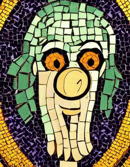 Image similar to A mosaic of Squidward Tentacles as a saint