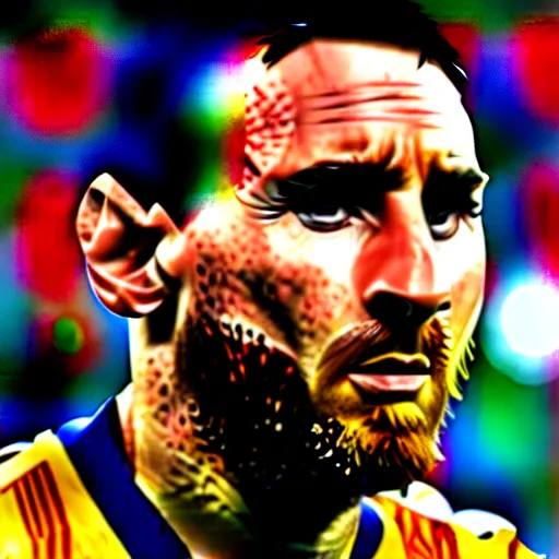 Image similar to up-close detailed portrait of Lionel Messi, 4k, highly detailed