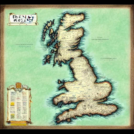 Prompt: map of ireland in the style of j. r. r tolkien