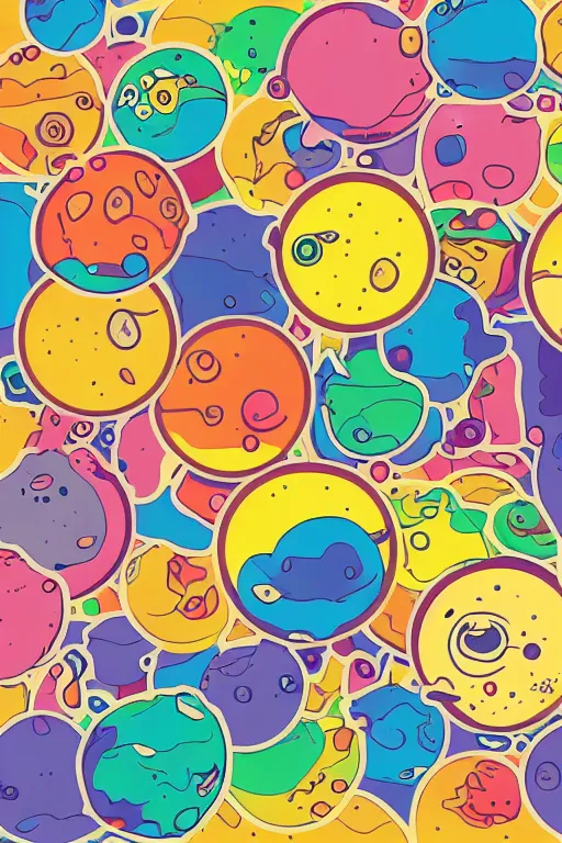 Image similar to Pug as a planet, sticker, colorful, illustration, highly detailed, simple, smooth and clean vector curves, no jagged lines, vector art, smooth