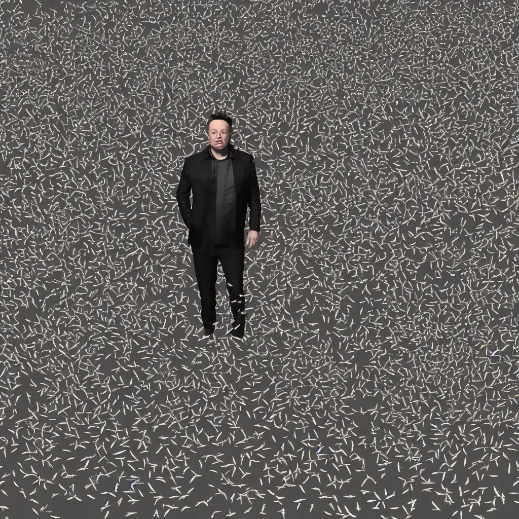 Prompt: elon musk surrounded by birds, 3d render