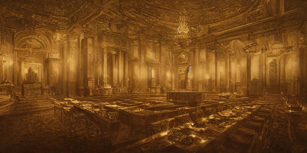 Image similar to Masonic lodge, realistic 4k octane beautifully detailed render, 4k post-processing, highly detailed, intricate complexity, epic composition, magical atmosphere, cinematic lighting, masterpiece, ultra hd