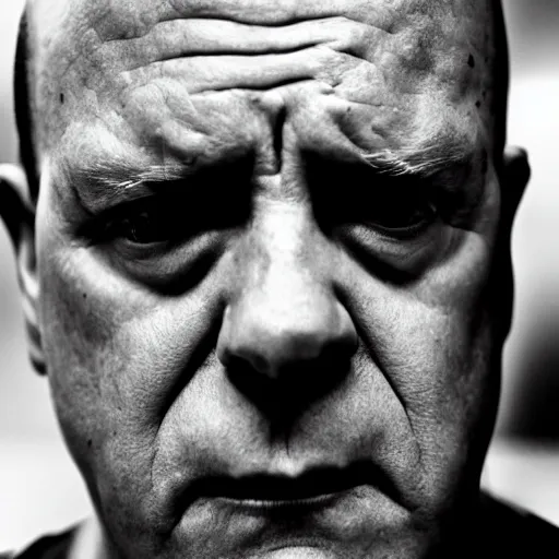 Image similar to hank schrader staring at camera, close - up 4 k horror black and white photography midnight urban