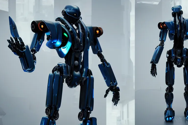 Image similar to cyberpunk alien concept inspired mecha robot, futuristic look, highly detailed body, very powerful, photorealistic camera shot, bright studio setting, studio lighting, crisp quality and light reflections, unreal engine 5 quality render