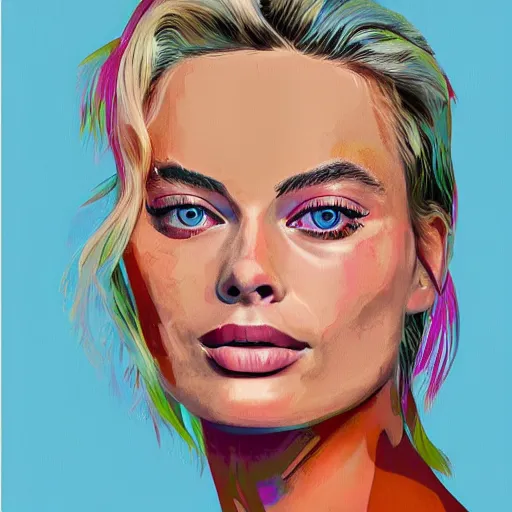 Prompt: Margot robbie, Illustration, Acrylic Paint, 4k