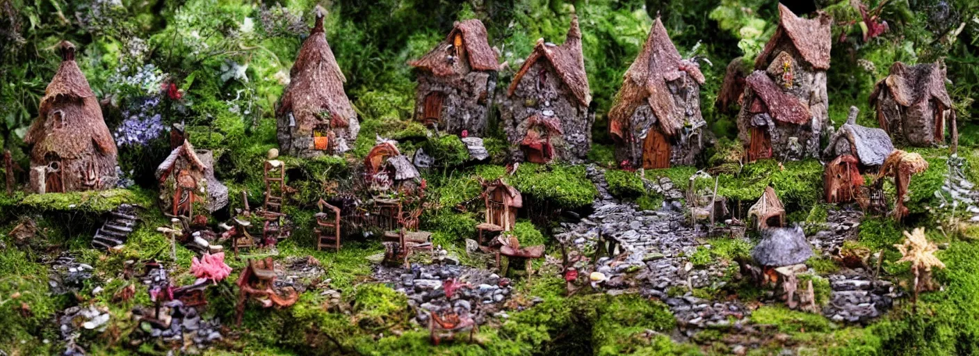 Image similar to small fairy village in the woods