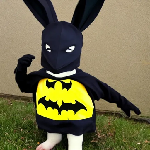 Image similar to rabbit dressed as batman