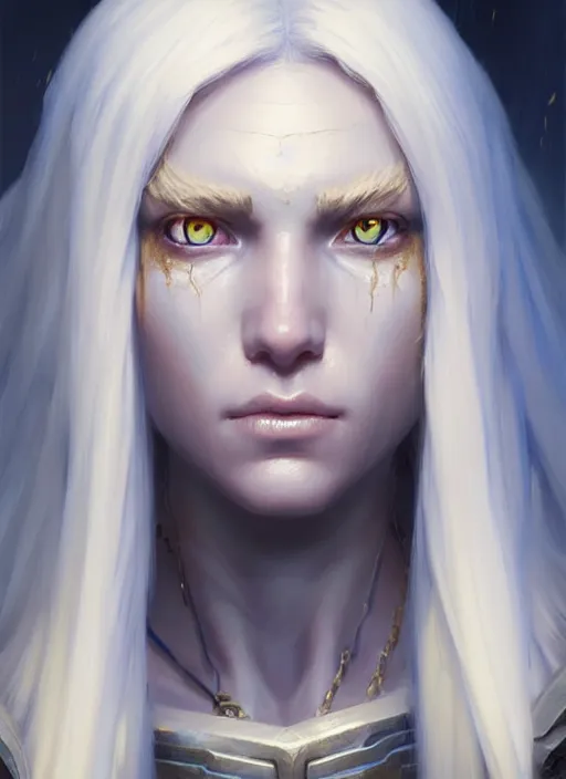 Image similar to a fantasy style portrait painting of shy white female paladin scarred left eye with blonde hair and blue eyes, holy oil painting unreal 5 daz. rpg portrait extremely detailed artgerm greg rutkowski _ greg