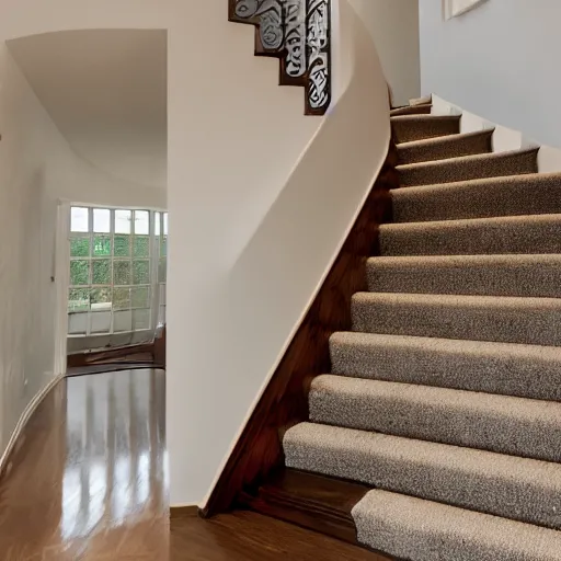 Prompt: stairs to the ted house HD 8K