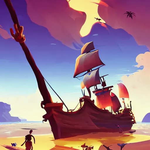 Image similar to painting treasure on sea of thieves game smooth median photoshop filter cutout vector, behance hd by jesper ejsing, by rhads, makoto shinkai and lois van baarle, ilya kuvshinov, rossdraws global illumination