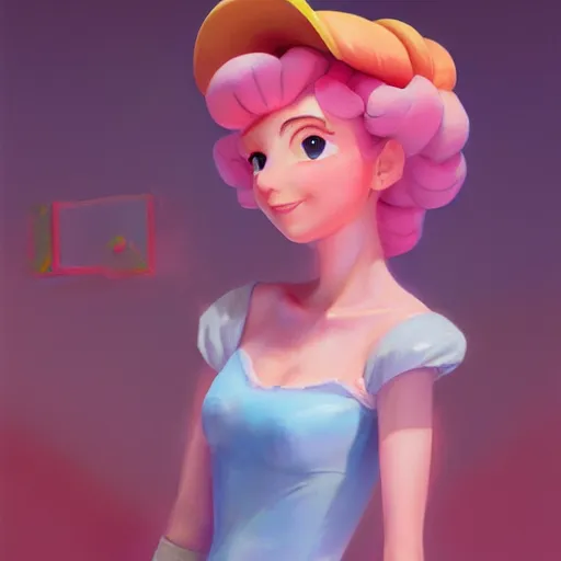 Image similar to painted portrait of princess peach from super mario, fantastically pastel colors, octane render, matte painting concept art, official fanart behance hd artstation by jesper elsing, by rhads and makoto shinkai and lois van baarle and ilya kuvshinov and rossdraws