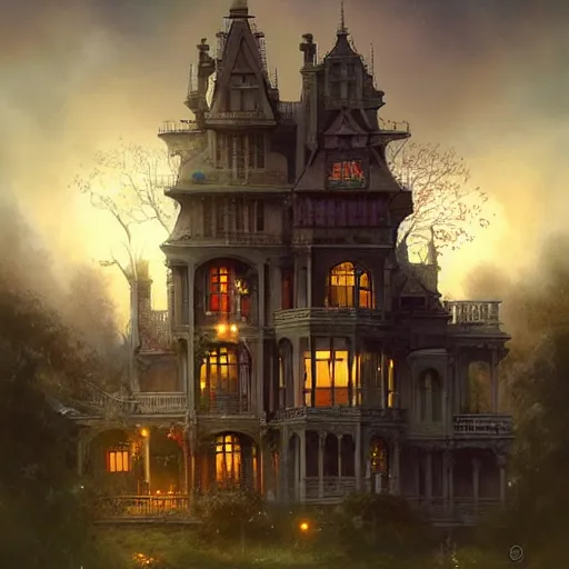 Prompt: a big house, fantastic lighting by tom bagshaw and joe fenton