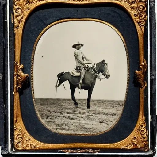 Prompt: tintype photo, bottom of the ocean, cowboy riding pig