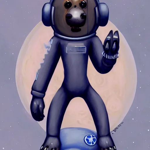 Prompt: painting of an anthropomorphic racconn astronaut with ref half - furaffinity, digital painting, detailed, furry art, furry fandom, furaffinity