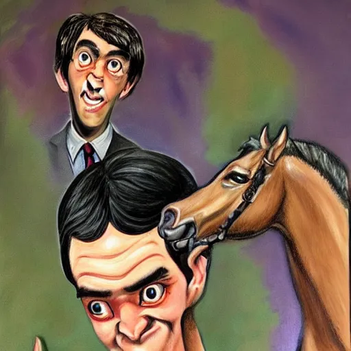 Image similar to beautiful lifelike painting of martin shkreli as a centaur, hyperreal detailed facial features and uv lighting, art by ed roth and basil wolverton