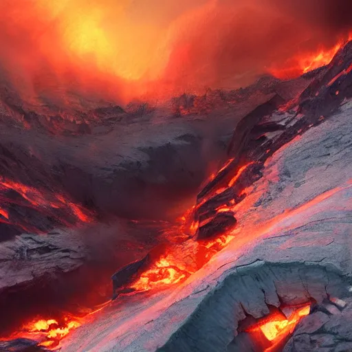 Prompt: alaskan glacier on fire, dim volumetric lighting, 8 k octane beautifully detailed render, post - processing, extremely hyper - detailed, intricate, epic composition, giant bananas natural disaster, cinematic lighting, masterpiece, trending on artstation, detailed detailed detailed, masterpiece, stunning art by anders zorn, wonderful masterpiece by greg rutkowski, beautiful cinematic light