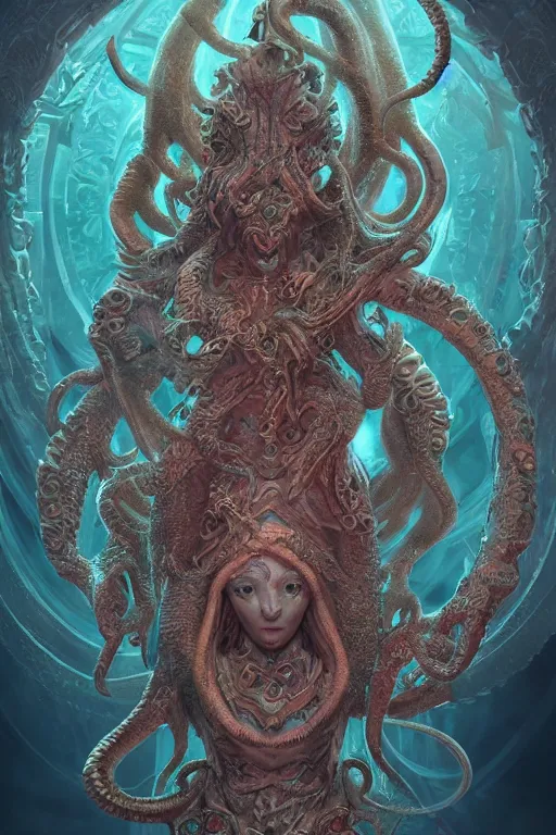 Image similar to a ancient cthulhu goddess in the cosmic, fantasy, intricate, highly detailed, artstation, concept art, smooth, octane render sharp focus, full color