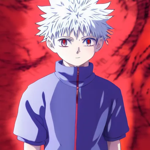 Image similar to portrait of adult killua zoldyck ( hunter x hunter ), anime fantasy illustration by makoto shinkai and tomoyuki yamasaki, madhouse, ufotable