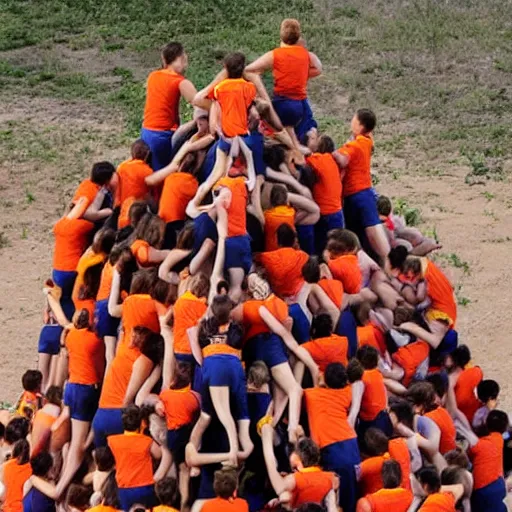 Prompt: catalan castellers human tower