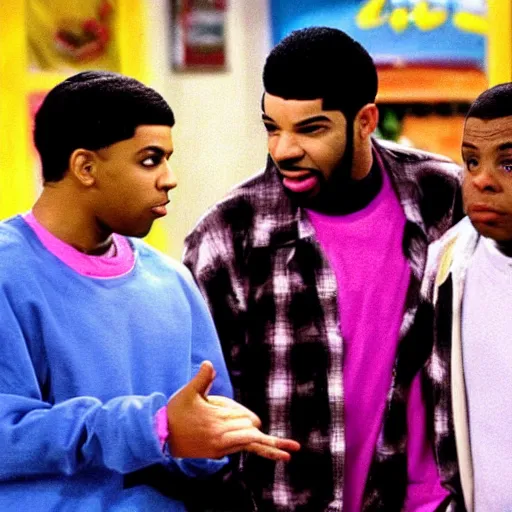 Prompt: a tv still of Drake starring in Kenan & Kel (1999)