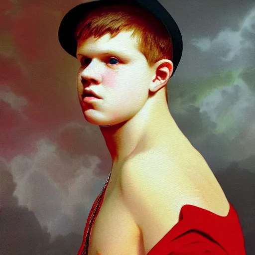 Image similar to portrait of yung lean renaissance style painting