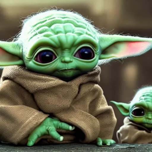 Image similar to Baby Yoda And group meet each other for the first time 4K quality super realistic