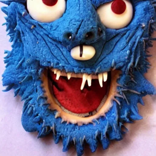 Prompt: demonic cookie monster, evil, portrait, scary, creepy. detailed. realistic.
