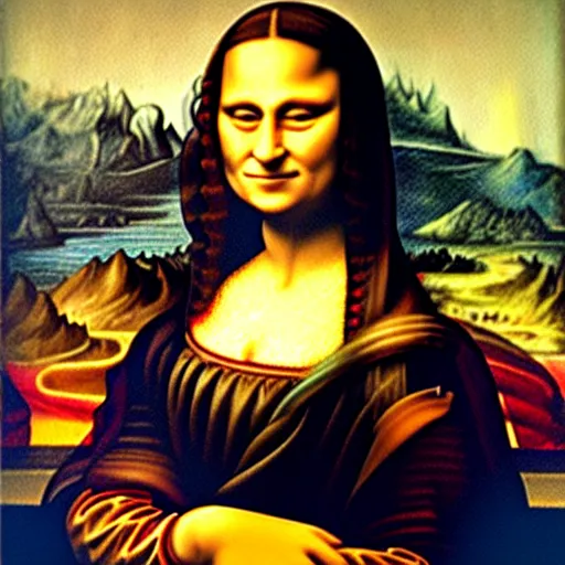 Prompt: mona lisa painting by frida kahlo