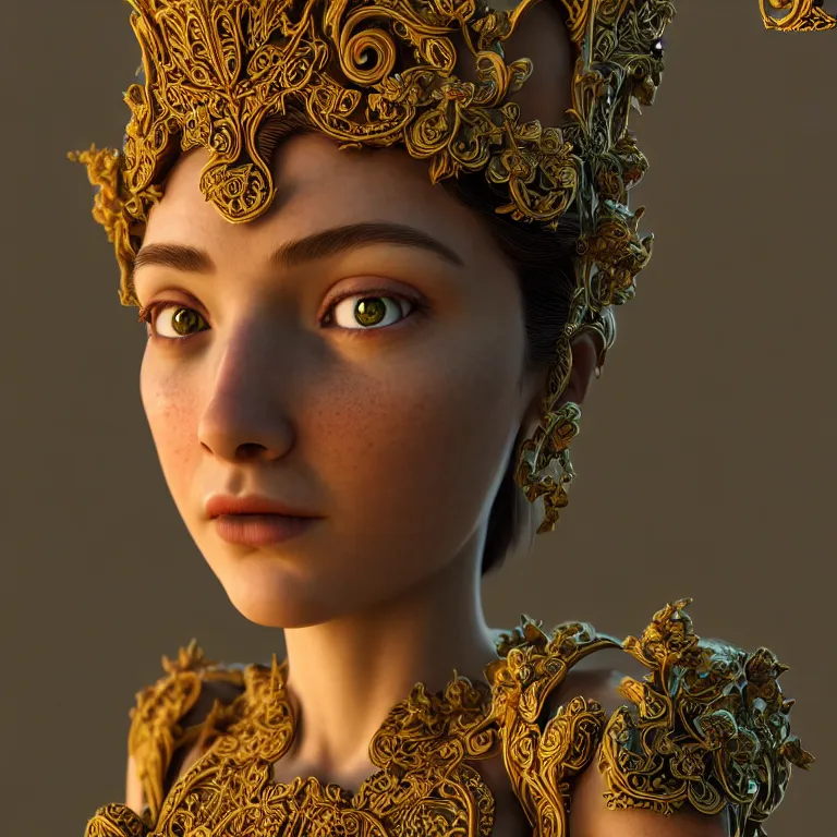 Prompt: princess of vines with a clear skin, ornate 8 k gorgeous intricate detailed octane render