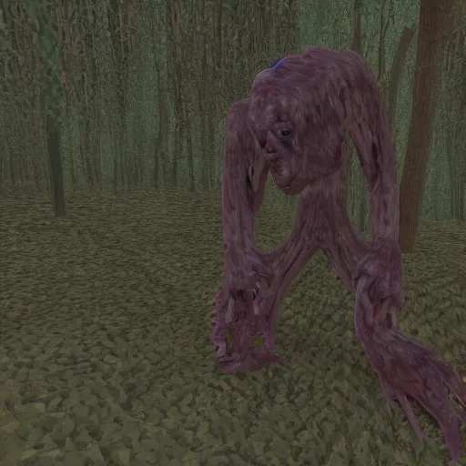 Prompt: skinned beast of then nether made of flesh caught on trailcam, 4k