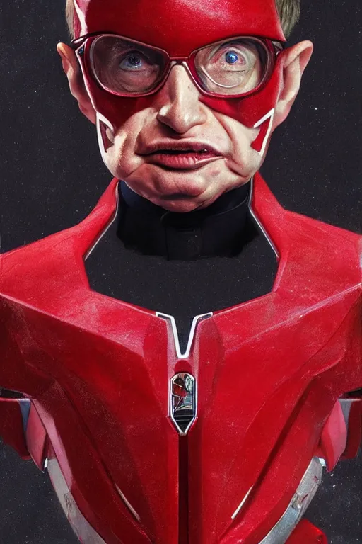 Prompt: portrait of stephen hawking as red ranger from power rangers, intricate, highly detailed, smooth, artstation, digital illustration by Ruan Jia and Mandy Jurgens and Artgerm and Wayne Barlowe and Greg Rutkowski and Zdislav Beksinski