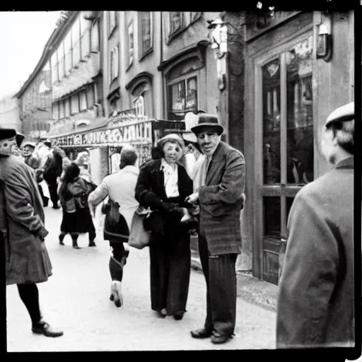 Image similar to soup Nazi telling Elaine no soup for you outside of beer hall in Munich 1930, black and white, 8k,