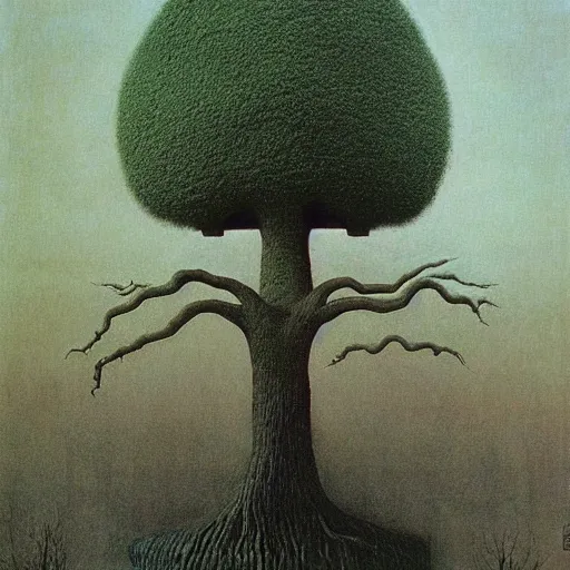 Image similar to elephant tree hybrid by beksinski, magritte surrealism
