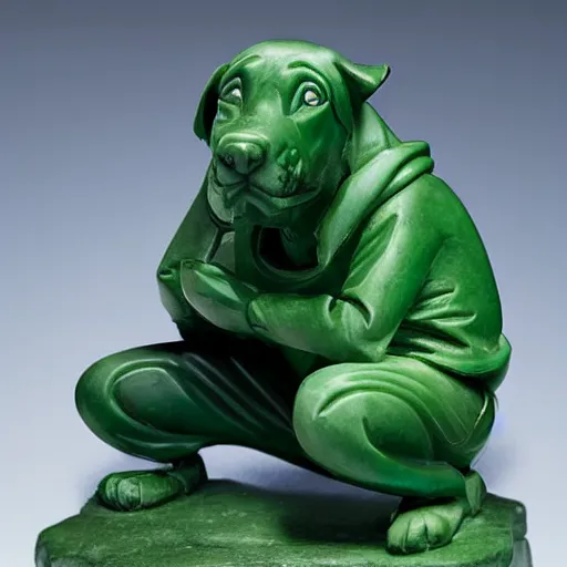 Image similar to a Jade sculpture of Scooby Doo, 4K photography, highly detailed.