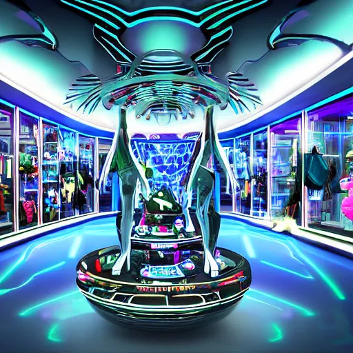 Image similar to alien shop, futuristic, holographic
