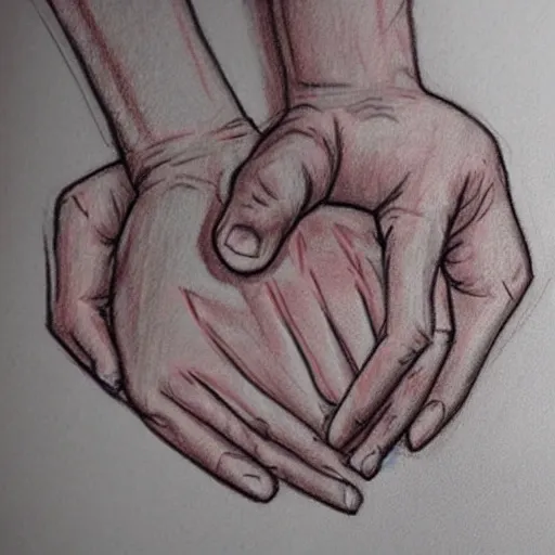 Image similar to love hold hand drawing ; anatomically correct hands, perfect accurate coherence