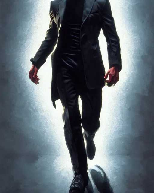 Image similar to highly detailed vfx, a portrait of keanu reeves, insanely muscular upper body tearing his clothes like the incredible hulk, wearing the matrix trench coat costume, by stephen bliss, unreal engine, greg rutkowski, loish, rhads, beeple, makoto shinkai and lois van baarle, ilya kuvshinov, rossdraws, tom bagshaw, basil gogos
